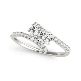 White Gold 14k Two Stone Bypass Elegant Diamond Ring