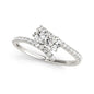White Gold 14k Two Stone Bypass Elegant Diamond Ring