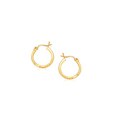 Yellow Gold 14k 15mm Slender Hoop Earring with Diamond-Cut Finish in Snap Lock