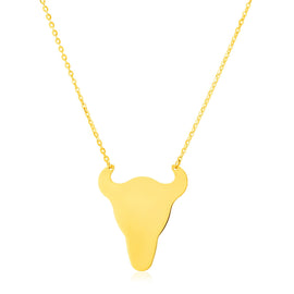 Yellow Gold 14k Necklace with Longhorn in Lobster Claw Lock