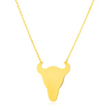 Yellow Gold 14k Necklace with Longhorn in Lobster Claw Lock