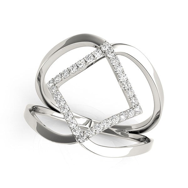 White Gold 14k Pave Set Interlaced Design Diamond Ring 1/5 cttw
