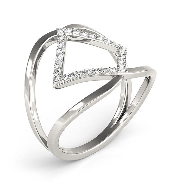 White Gold 14k Pave Set Interlaced Design Diamond Ring 1/5 cttw