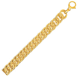 Yellow Gold 14k Reversible Textured Link Bracelet in Lobster Claw Lock