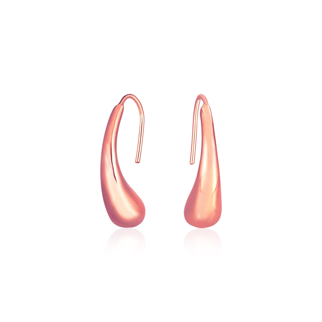 Rose Gold 14k Puffed Teardrop Earrings in French Wire