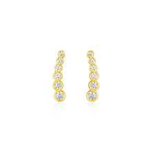 Load image into Gallery viewer, Yellow Gold 14k Graduated Circles Climber Post Earrings with Cubic Zirconias