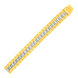 Two Tone Gold 14k Mens Panther Link Bracelet in Snap Closure