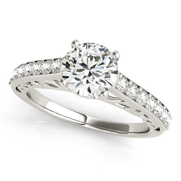 White Gold 14k Unique Detailing Diamond Engagement Ring 1 1/3 cttw with Baroque Style