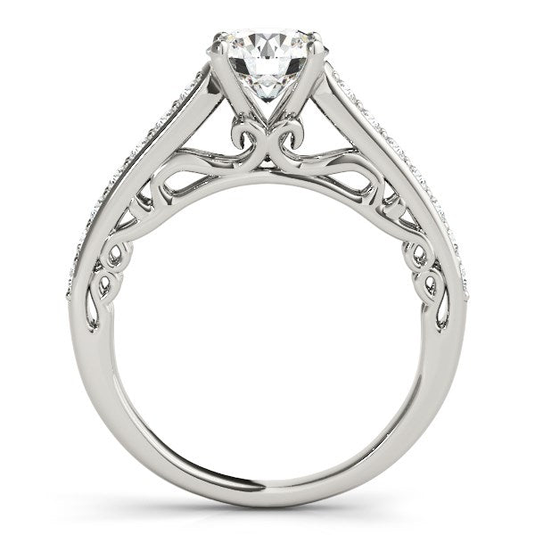 White Gold 14k Unique Detailing Diamond Engagement Ring 1 1/3 cttw with Baroque Style
