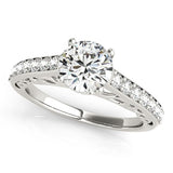 White Gold 14k Unique Detailing Diamond Engagement Ring 1 1/3 cttw with Baroque Style