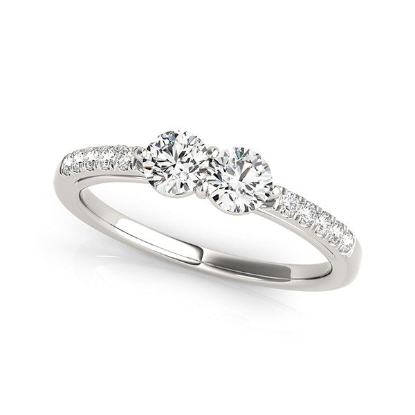 White Gold 14k Two Stone Round Elegant Diamond Ring 5/8 cttw