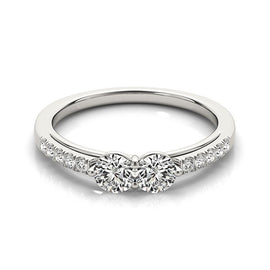 White Gold 14k Two Stone Round Elegant Diamond Ring 5/8 cttw