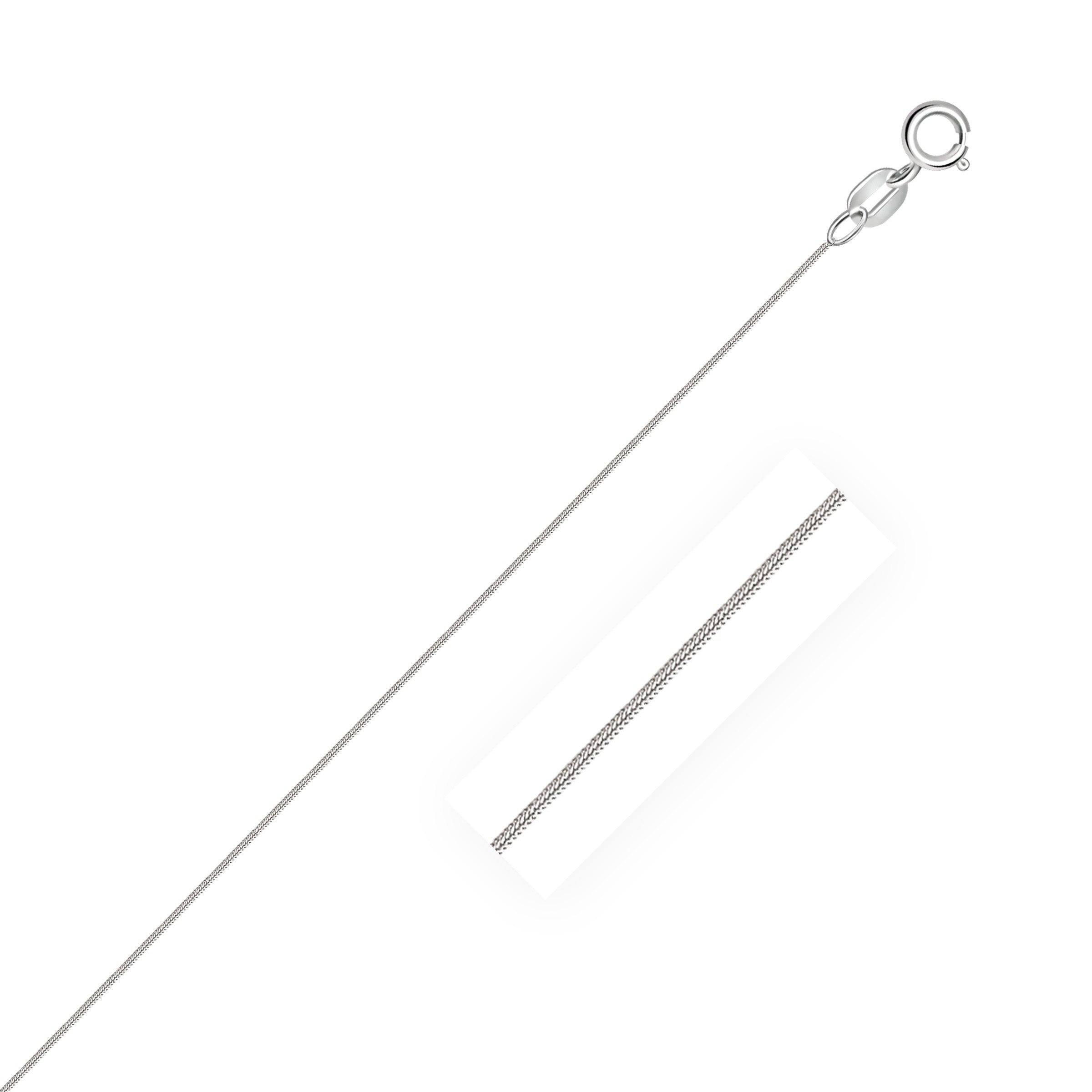 White Gold 14k 0.9mm Foxtail Chain in Spring Ring Clasp