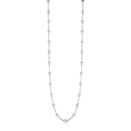 Sterling Silver Station Necklace with Polished Beads & Lobster Claw Lock