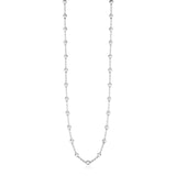 Sterling Silver Station Necklace with Polished Beads & Lobster Claw Lock