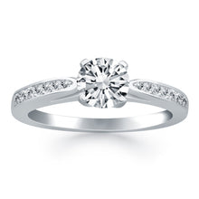 Load image into Gallery viewer, White Gold 14k Classic Cathedral Engagement Ring with Pave Diamonds