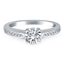 Load image into Gallery viewer, White Gold 14k Classic Cathedral Engagement Ring with Pave Diamonds