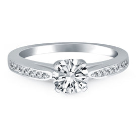 White Gold 14k Classic Cathedral Engagement Ring with Pave Diamonds