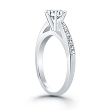 Load image into Gallery viewer, White Gold 14k Classic Cathedral Engagement Ring with Pave Diamonds