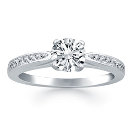 White Gold 14k Classic Cathedral Engagement Ring with Pave Diamonds