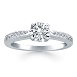 White Gold 14k Classic Cathedral Engagement Ring with Pave Diamonds