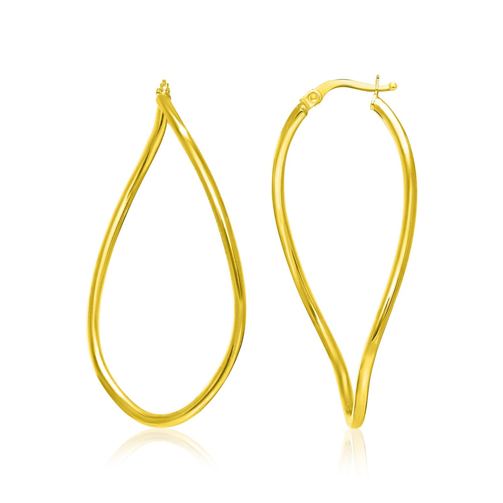 Yellow Gold 14k Oval Twisted Hoop Earrings in Snap Lock