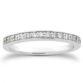 White Gold 14k Crafted Pave Diamond Wedding Ring Band Set 1/2 Around