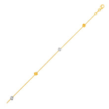 Load image into Gallery viewer, 14k Two Tone Gold Bracelet with Polished Cubes