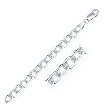 Load image into Gallery viewer, Rhodium Plated 7.9mm Sterling Silver Curb Style Bracelet in Lobster Claw Lock