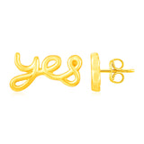 Yellow Gold 14k Yes Earrings in Pushback Clasps