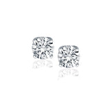 White Gold 14k Diamond Four Prong Stud Earrings 1 cttw in Push Back Backing