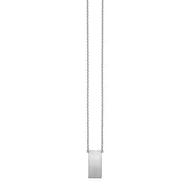 White Gold 14k Necklace with Polished Bar Pendant & Claw Lock