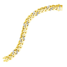 Load image into Gallery viewer, Yellow Gold 14k Polished Curb Chain Bracelet with Diamond Links &amp; Box With Tongue Clasp