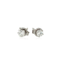 Load image into Gallery viewer, White Gold 14k Diamond Four Prong Stud Earrings 1-4 cttw in Push Back Backing
