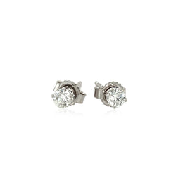 White Gold 14k Diamond Four Prong Stud Earrings 1-4 cttw in Push Back Backing