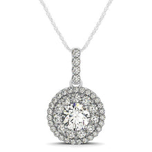 Load image into Gallery viewer, White Gold 14k Diamond Halo Round Shape Pendant 1 1/4 cttw in Spring Ring Clasp