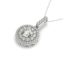 Load image into Gallery viewer, White Gold 14k Diamond Halo Round Shape Pendant 1 1/4 cttw in Spring Ring Clasp