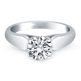 White Gold 14k Crafted Tapered Cathedral Solitaire Engagement Ring