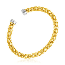 Load image into Gallery viewer, Yellow and White Gold 14k Spherical Link Cuff Bangle