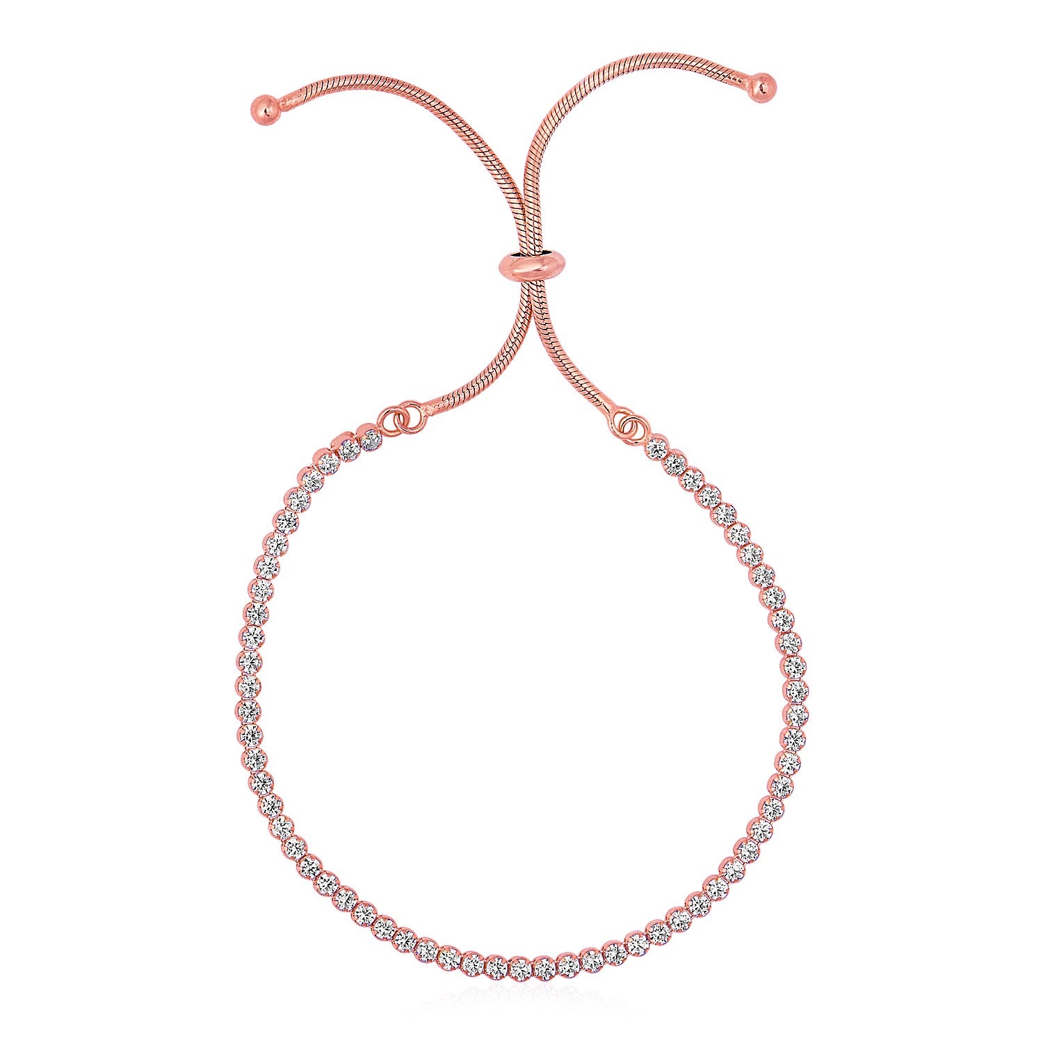 Sterling Silver Adjustable Tennis Style Bracelet with Cubic Zirconia in Draw String Clasp