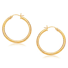Load image into Gallery viewer, Yellow Gold 14k 30 mm Hoop Earring with Diamond-Cut Finish in Snap Lock