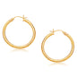 Yellow Gold 14k 30 mm Hoop Earring with Diamond-Cut Finish in Snap Lock