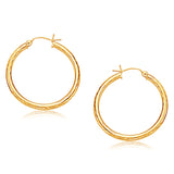Yellow Gold 14k 30 mm Hoop Earring with Diamond-Cut Finish in Snap Lock