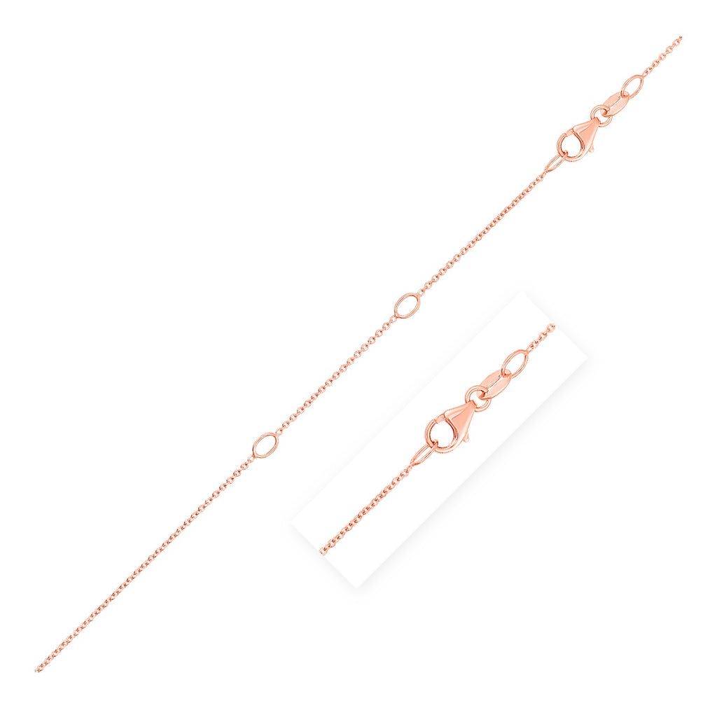 Rose Gold 14k 1.0mm Double Extendable Cable Chain in Lobster Closure
