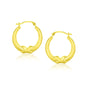 Yellow Gold 10k X Motif Round Shape Hoop Earrings in Snap Lock