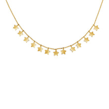Load image into Gallery viewer, Yellow Gold 14k Necklace with Petite Polished Stars &amp; Claw Lock