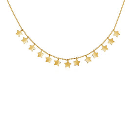 Yellow Gold 14k Necklace with Petite Polished Stars & Claw Lock