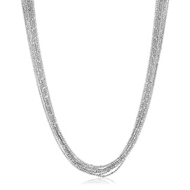 Sterling Silver Multi Strand Bead Chain Necklace in Lobster Claw Lock