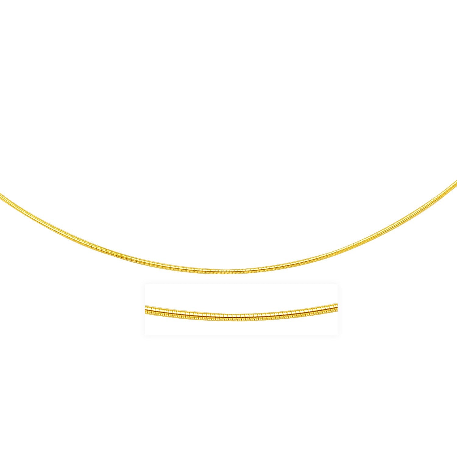 Yellow Gold 14k Thin Motif Round Omega Necklace in Lobster Claw Lock