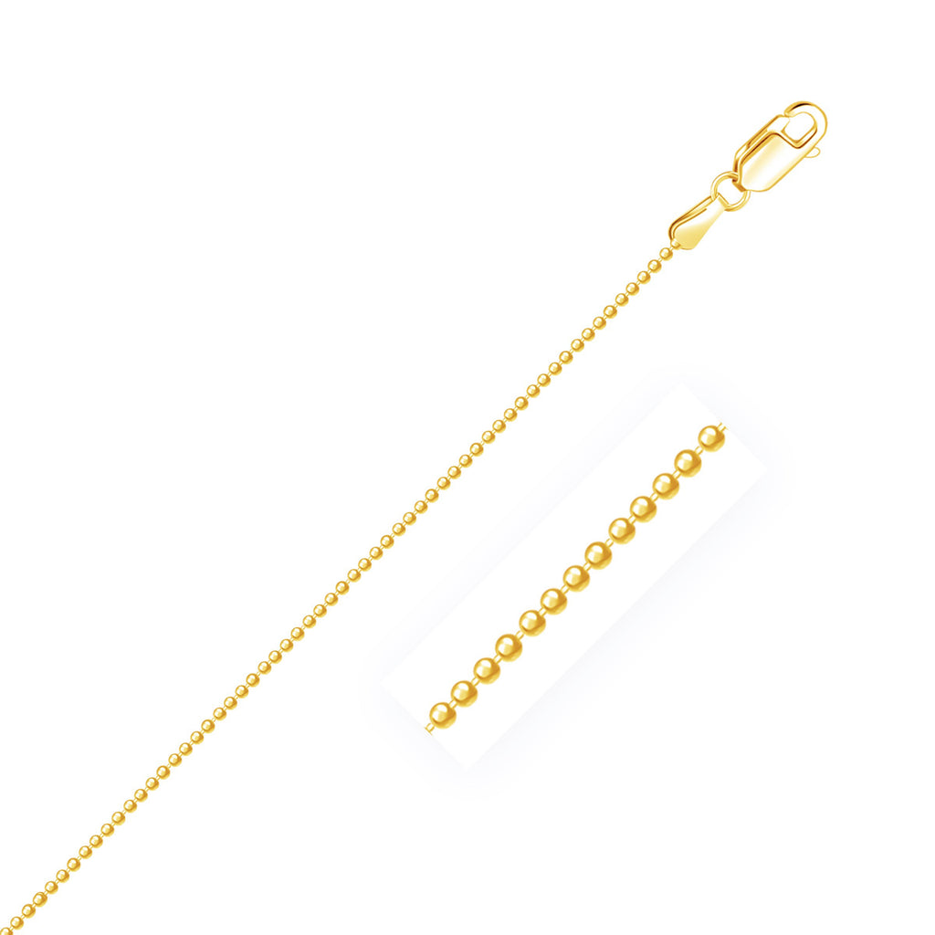 Yellow Gold 14k Diamond-Cut Bead Chains 1.2mm in Lobster Closure